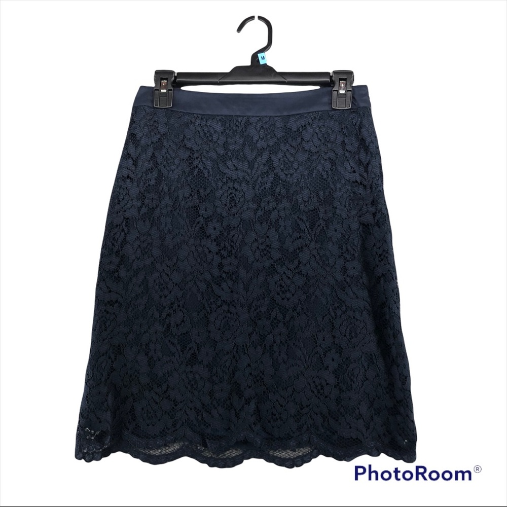 The Limited size 0 navy blue floral a line skirt